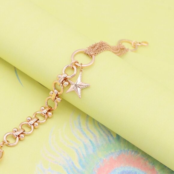 "Chic Rose Gold Charm Bracelet with Star Pendant, XPBL1005 - Picture 6 of 12